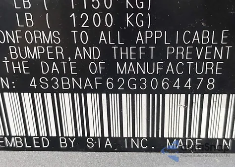 2016 Subaru Legacy 2.5I Premium из США, поврежденный, VIN 4S3BNAF62G3064478